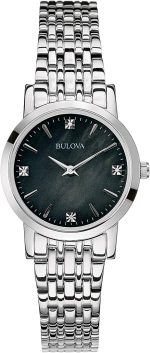Bulova Classic Quartz Ladies Watch, Stainless Steel Diamond